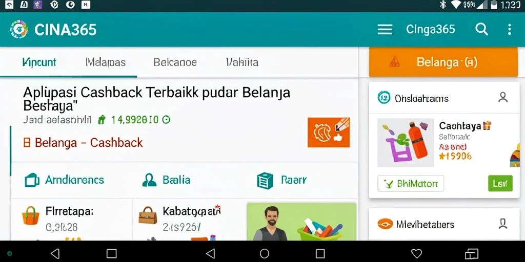 Tampilan antarmuka pengguna CINA365 dengan fitur Cashback yang menarik.