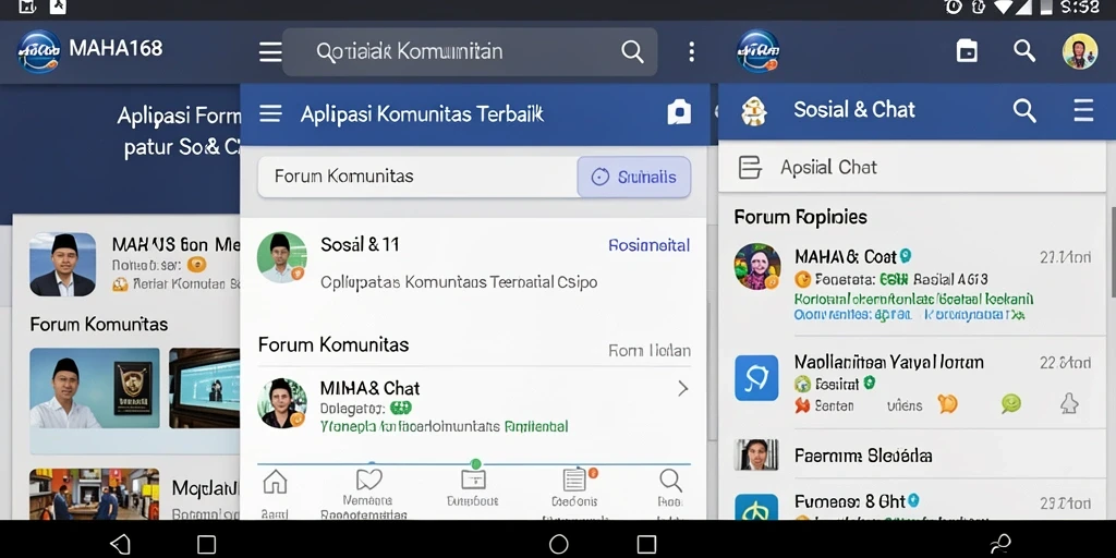 Antarmuka MAHA168 menampilkan fitur Forum Komunitas yang interaktif.