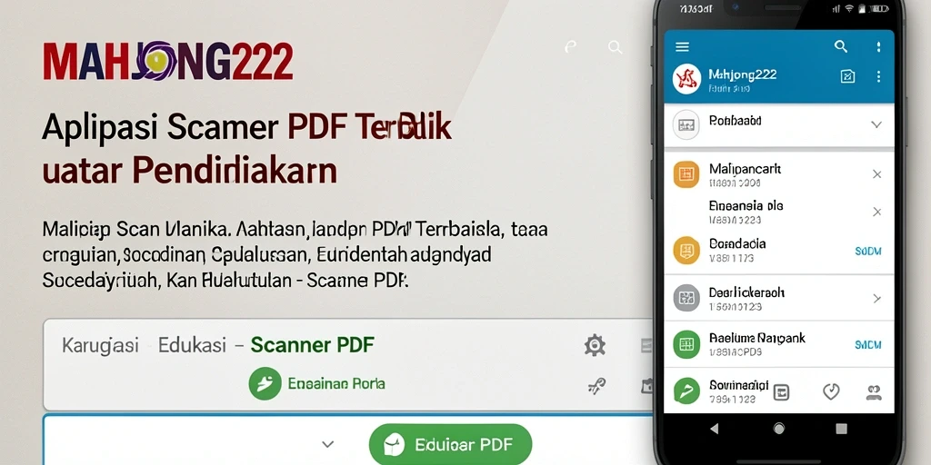 Antarmuka aplikasi MAHJONG222 untuk pemindaian dokumen PDF.