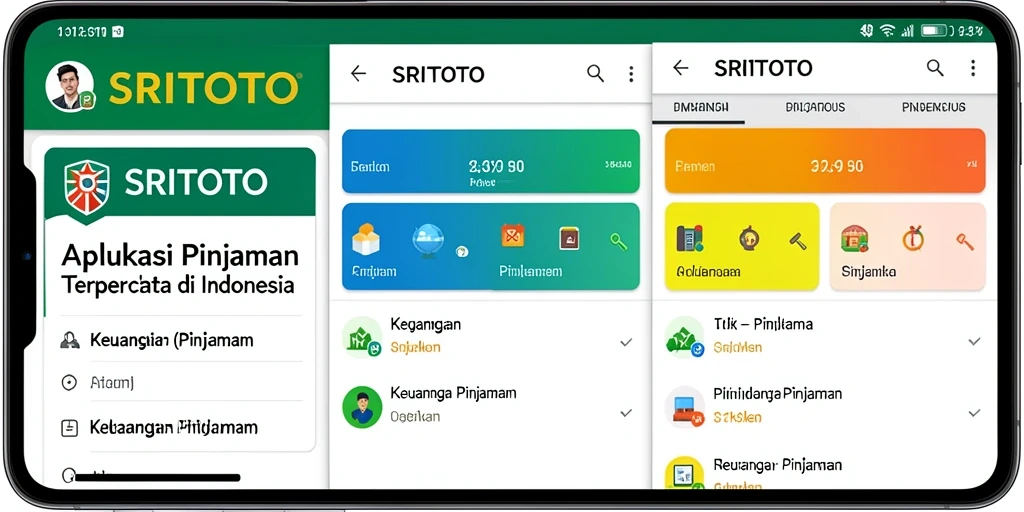 Tampilan antarmuka aplikasi SRITOTO yang mudah digunakan untuk pengajuan pinjaman.