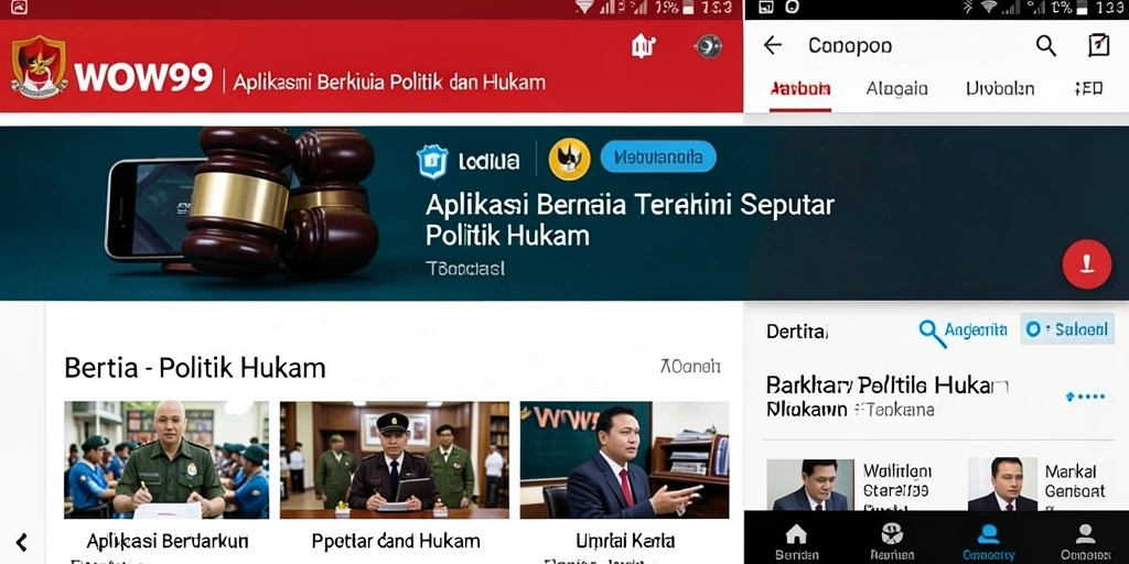 Antarmuka WOW99 menampilkan berita politik dan hukum yang informatif.